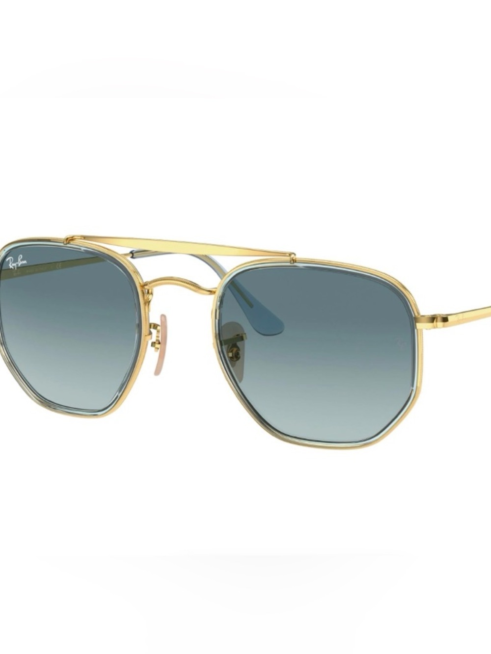 Ray-Ban Gold Metal Sunglasses with Blue Gradient Lenses